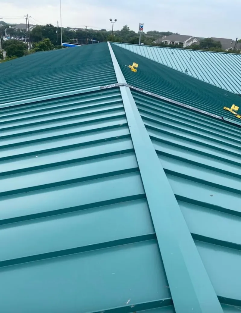 Green commercial metal roof ridge and valley for Metal Roof Repair in Paradise Valley